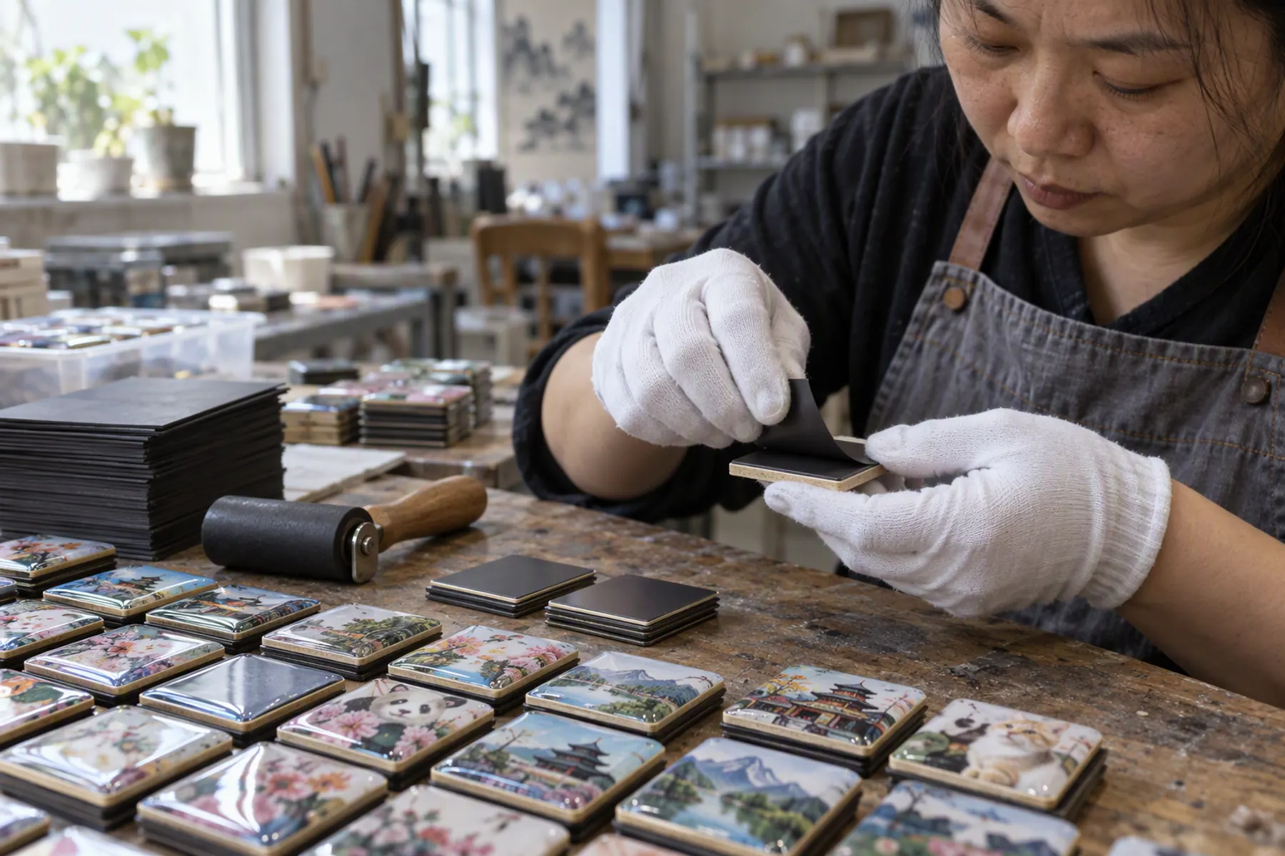 Assembly — the magnetic backing is set into each cut piece