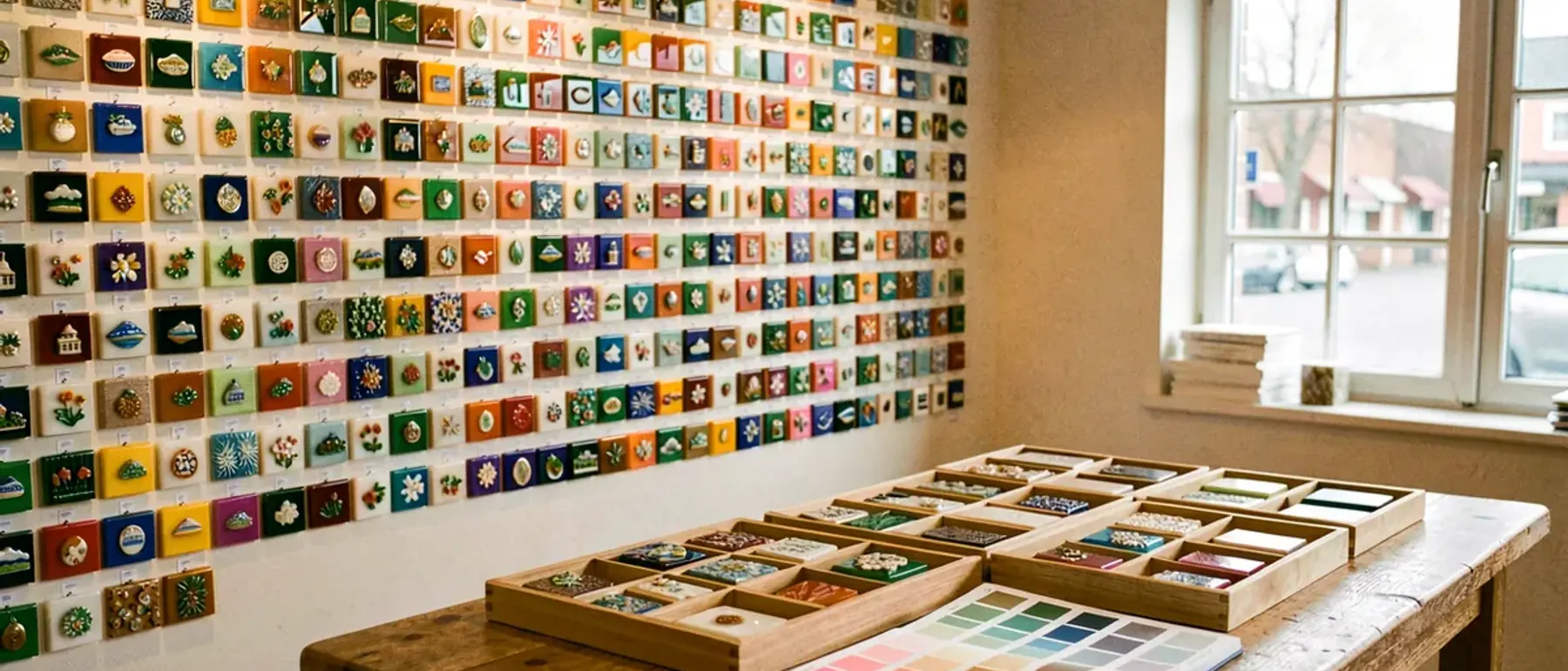 Sample room — the full range, available to order as samples